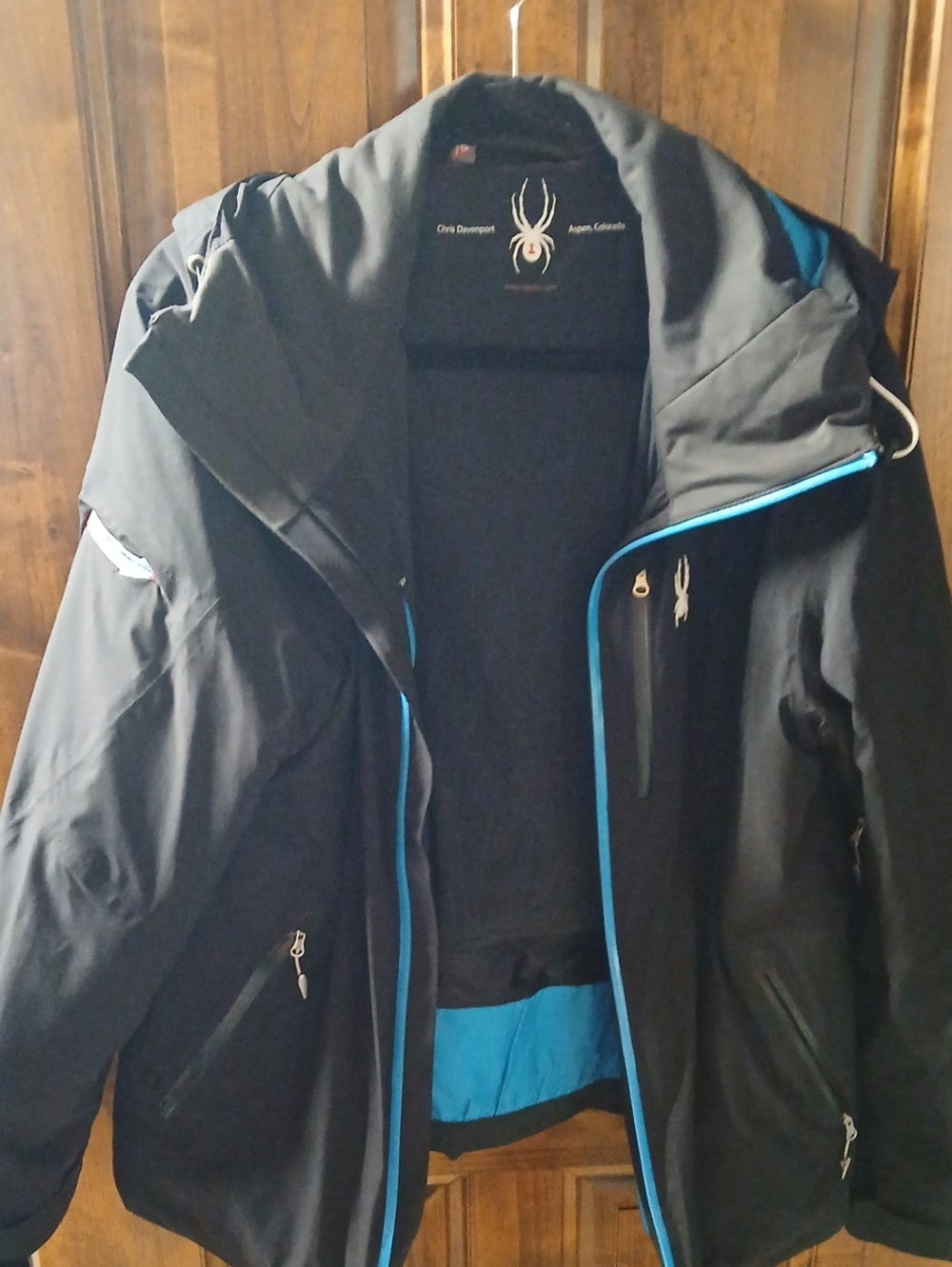 Spyder Men's Black Jacket with Blue Accent Trim